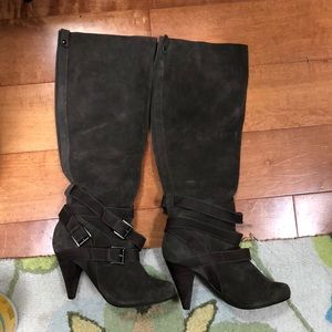 Naughty Monkey olive suede slouchy leather boots